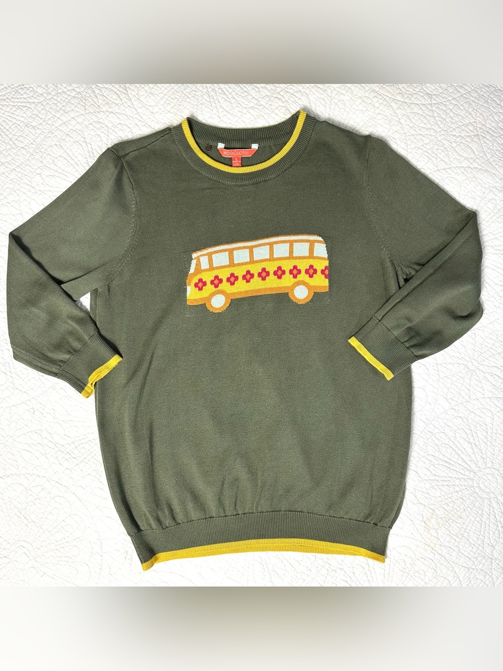 Modcloth VW Bus Camper Sweater Women’s Large 3/4 Sleeve